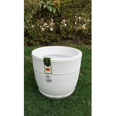 JAGUARE COOL POT -13" WHITE MARBLE WITH BOTTOMM TRAY