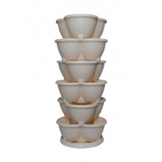 VERTICAL STACK A POT SET OF 7 PCS   (SIX LAYER OF POTS+ONE TRAY)(ONE LAYER=3 PLANT)  CREAM