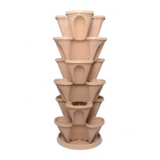 HYDROPONIC POT  7 PCS (THREE LAYER OF POTS + ONE TRAY + ONE CHAIN MOTER ACCESSORIES)(ONE LAYER = 4 PLANT) BEIGE