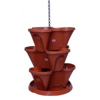 STACK A POT SET OF 5 PIECES(3 LAYER POT +1 TRAY+1 CHAIN)(TERRA) 