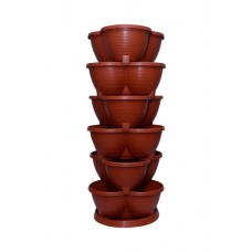 HYDROPONIC POT  7 PCS (THREE LAYER OF POTS + ONE TRAY + ONE CHAIN MOTER ACCESSORIES)(ONE LAYER = 4 PLANT) TERRACOTTA